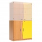 Wellentüren-Unterschrank, 99 cm hoch, 105x50 cm (B/T), Tür rechts gelb, 